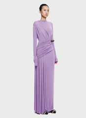 Elegant Pleated Long Sleeve High Waist Slimming Party Dresses