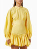 Casual Round Neck Lantern Sleeve High Waist Solid Patchwork Slimming Mini Dresses