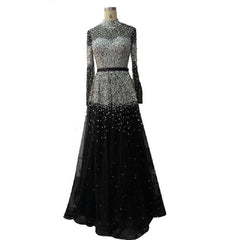 Sequins Sparkle Collar A-Line Evening Dresses