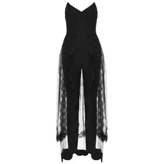 Club Stapless Lace Bodysuit Romper Long Pants Bodycon Jumpsuits