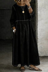 Women's Round Neck Long Sleeve Denim Dress