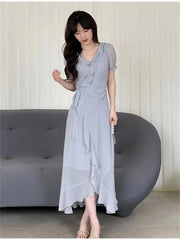 Vintage Evening Party Short Sleeve Robe Vestido Prom Dress