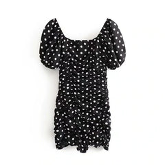 Elegant Polka Dot Short Sleeve Bodycon Mini Dress