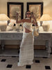 Elegant Scarf Strapless Top Mesh Irregular Hem Multi Pleated Skirt 2-Piece Set
