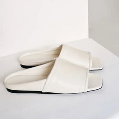 Square Toe Open Toe Flats Slippers Concise Non-slip Casual Shoes
