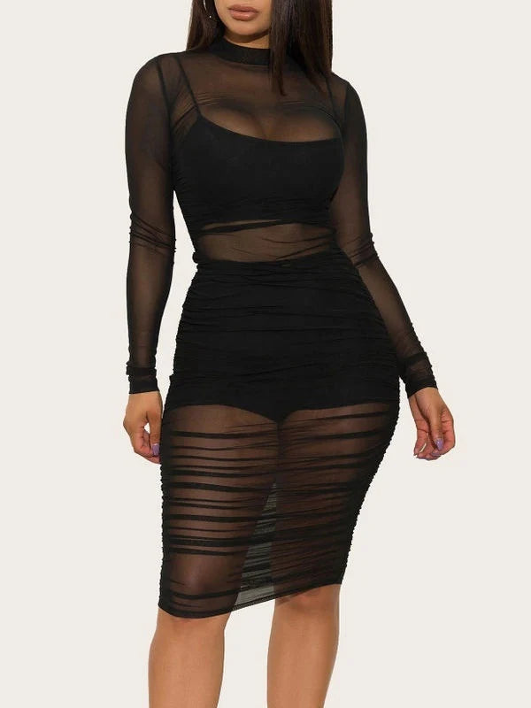 Dress Jewel Neck Long Beach Bodycon Dress
