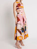 Elegant Print Round Neck Sleeveless Hollow Out High Waist Slim Pleated Midi Dress