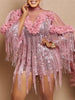 Elegant Luxury Empire Sequin Tassel Bodycon Mini Dress