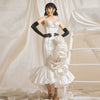 Elegant Strapless With Bright Line Decoration Ankle Length Floral Engagement Eveing Maxi Dresses