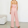 Casual Stripes Sashes Sleeveless Sweetheart Neck Ankle Length Straight Jumpsuits