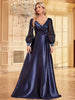 Luxury Long Sleeve A-LINE Cocktail V-Neck Sequin Formal Evening Maxi Dress
