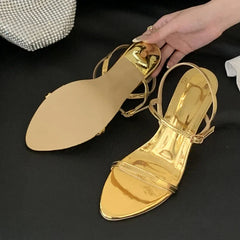 Gold Ankle Strap Gladiator Heel