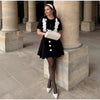 Elegant 3D Flower Hollow Out O-neck Short Sleeves Crop Tops A-line Pleated Mini Skirts Two Piece Set