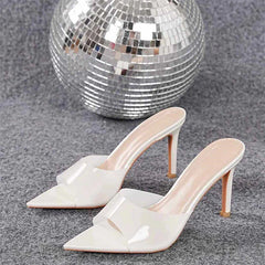 PVC Transparent Candy Color Slippers Elegant Thin High Heel