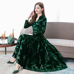 Plus Size Long Sleeve Solid Maxi Dress