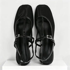 Cozy Mesh Square Toe Heel