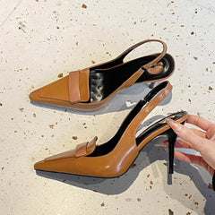 Slingbacks Luxury Sensation Outerwear Mesh Fairy Feel Square Head Elegant Backless Crossbody Shoes
