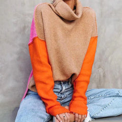 Women's colorblock turtleneck sweater