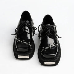 Luxury Metal Chain Decoration Chunky Heel