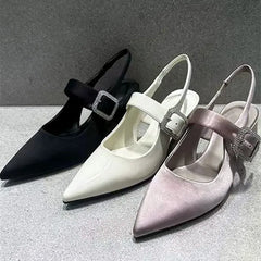 Elegant Satin Chunky Heel