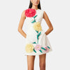 Elegant Round Neck Sleeveless Patchwork 3D Flowers Mini Dresses