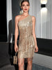 Elegant Prom Short Natural Fiber Backless Tassel Sequin Mini Dresses