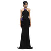 Elegant Off Shoulder Butterfly Appliques See Through Hollow Out Halter Maxi Dress