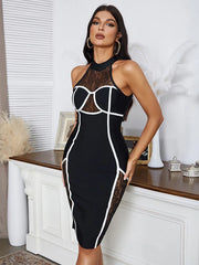 Jewel Neck Sleeveless Two-Tone Semi Formal Dress