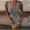 Vintage V-Neck Sleeveless Pleated Printed Tassels Slim Evening Party Long Maxi Dress