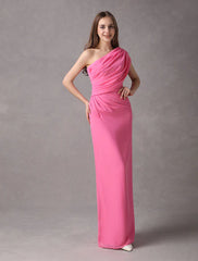 One Shoulder Chiffon Floor Length Bridesmaid Dress