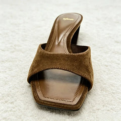 Comfortable Faux Suede Brown Heel