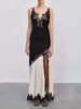 Casual Square Neck Sleeveless Patchwork High Waist Temperament Minimalist Maxi Dress
