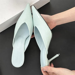 Candy Pointed Toe Slippers Thin Low Heel