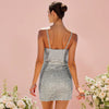 Elegant Hotsweet Sequins Sleeveless V-Neck Mini Cami Dresses