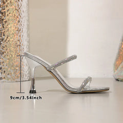 Designer Open Toe Anti Slip Roman Sandals Rhinestone High Heel