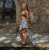 Elegant Hollow Out Button Long Sleeve Top And Mini Skirt Two Piece Suit