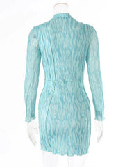 Bodycon Dress Jewel Neck Polyester Lace Up Stretch Short Dress