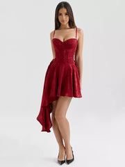 Asymmetrical Hem Backless Daily Casual Mini Party Dress