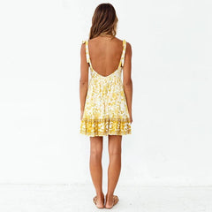 Sapghetti Strap Print Backless Mini Dress