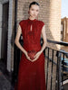 Elegant Crystal Sequin Sleeveless with Floral Embellishments for Gala Evenings Midi Dress