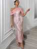 Elegant Chiffon Backless Ankle-Length Sequin Maxi Dress
