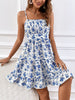 Casual Strapless Floral Printed A-LINE Spaghetti Strap Beach Mini Dress