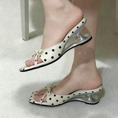 Square Toe Flip-Flops Open Toe Sandals Casual Comfortable Vacation High Heel