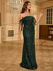 Casual Tassel Sequin Sleeve Tassel Floor-Length Glitter Sequin Formal Dress