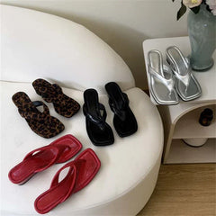 Square Clip Toe Wedges Low Heel