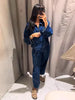 Casual Lapel Shirt High Waist Straight Wide Leg Pants 2 Piece Set Streetwear