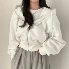 Women's cropped zip-up hoodie