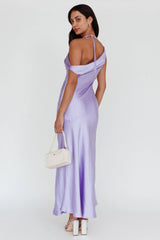 Etienne Off-Shoulder Halter Midi Dress Lilac