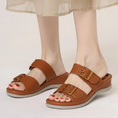 Comfort Soft Thick Bottom Sandals Open Toe Buckle Wedges Slide Sandals Casual Concise Beach Shoes