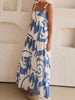 Casual Spaghetti Strap Printed Slip Ankle Length Loose Maxi Dress